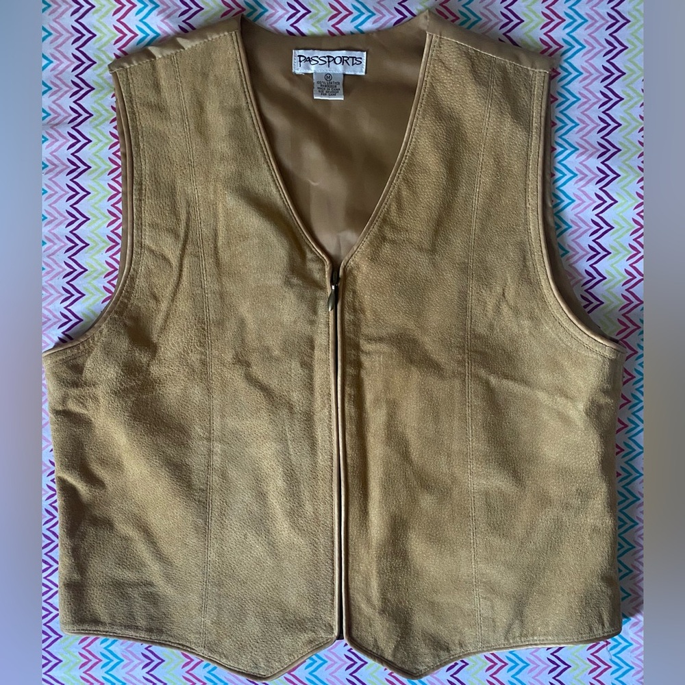 Passport Tan Utility Vest with V-Neck and Textured Finish